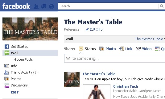 Master's Table on fb