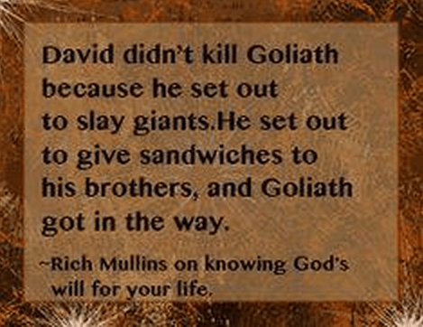 David, Goliath and sandwiches