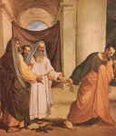 Judas returns 30 pieces of silver